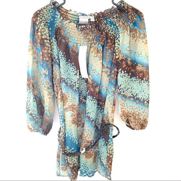 Fred David Tops - Paisley & floral off shoulder sheer blouse tunic